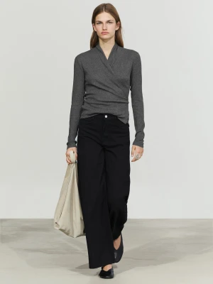 Kopertowy Żakiet Z Mieszanki Bawełny I Kaszmiru - Szary Melanżowy - Massimo Dutti - Female