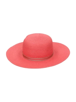 Koralowy słomkowy kapelusz z wstążką Borsalino