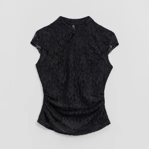 Koronkowa bluzka z dekoltem w stylu qipao czarna House