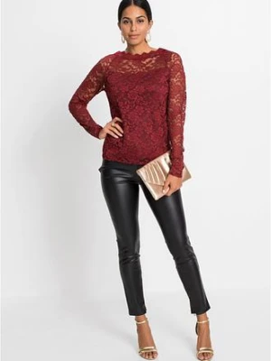 Koronkowa bluzka z długim rękawem bonprix