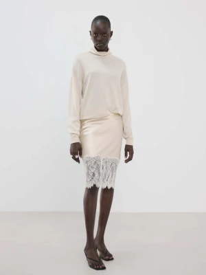 Koronkowa spódnica bieliźniana beżowy - Kobieta - - MANGO