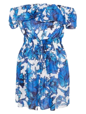 Koronkowa Sukienka w Kwiaty Niebieska Liu Jo