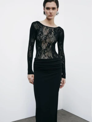Koronkowe body z długim rękawem PATRIZIA PEPE