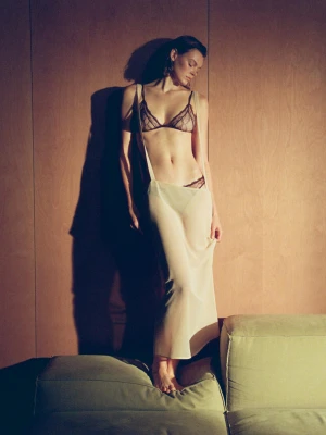 Koronkowe Figi Z Ozdobną Koronką - Brązowy - - Massimo Dutti - Female