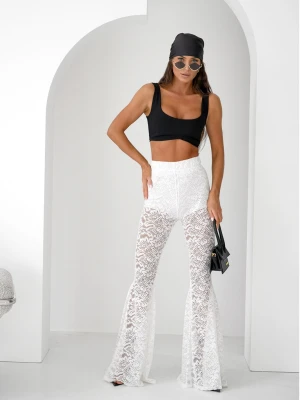 Koronkowe spodnie dzwony EXTRANY - białe  magmac 
