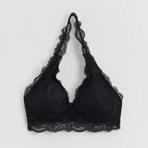 Koronkowy biustonosz zakładany na szyję czarny House