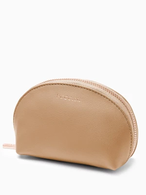 Kosmetyczka damska skórzana mała brązowa Puccini