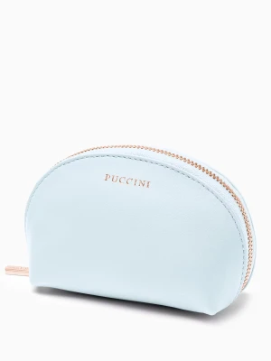 Kosmetyczka damska skórzana mała niebieska Puccini