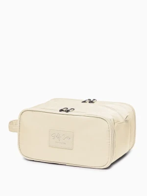 Kosmetyczka damska trzykomorowa beżowa Puccini