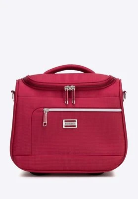 Kosmetyczka miękka z błyszczącym suwakiem czerwona Wittchen