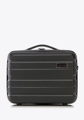 Kosmetyczka podróżna z ABS-u w poziome pasy czarna Wittchen