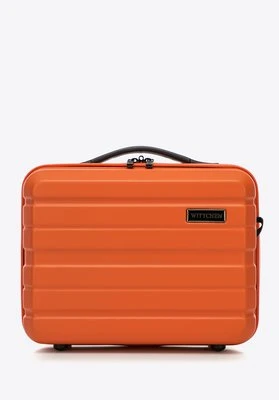 Kosmetyczka podróżna z ABS-u w poziome pasy pomarańczowa Wittchen