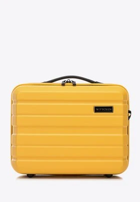 Kosmetyczka podróżna z ABS-u w poziome pasy żółta Wittchen