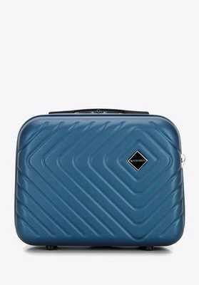 Kosmetyczka podróżna z ABS-u z geometrycznym tłoczeniem ciemnoniebieska Wittchen