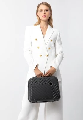 Kosmetyczka podróżna z ABS-u z geometrycznym tłoczeniem czarna Wittchen