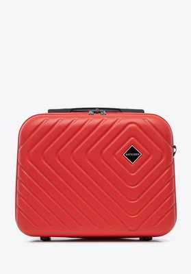 Kosmetyczka podróżna z ABS-u z geometrycznym tłoczeniem czerwona Wittchen