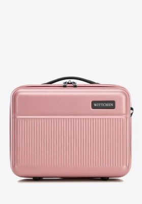 Kosmetyczka podróżna z ABS-u z pionowymi paskami różowa Wittchen