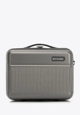 Kosmetyczka podróżna z ABS-u z pionowymi paskami szara Wittchen
