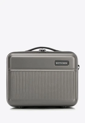 Kosmetyczka podróżna z ABS-u z pionowymi paskami szara Wittchen