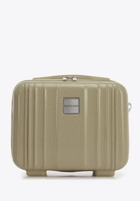 Kosmetyczka podróżna z polikarbonu tłoczona plaster miodu szarobeżowa Wittchen