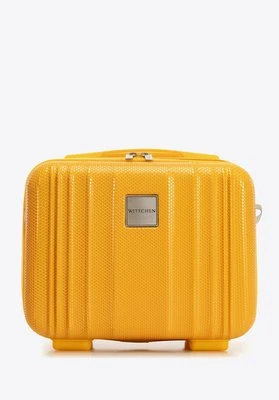 Kosmetyczka podróżna z polikarbonu tłoczona plaster miodu żółta Wittchen