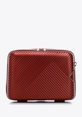 Kosmetyczka podróżna z polikarbonu w paseczki burgund Wittchen