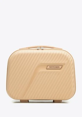 Kosmetyczka podróżna z polipropylenu w ukośne pasy beżowa Wittchen
