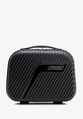 Kosmetyczka podróżna z polipropylenu w ukośne pasy czarno - srebrna Wittchen