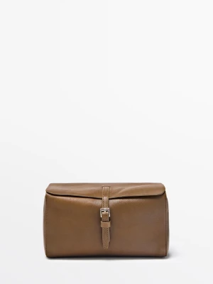 Kosmetyczka Podróżna Ze Skóry Nappa - Szarobrązowy - - Massimo Dutti - Kobieta