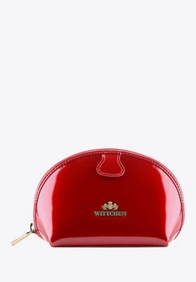 Kosmetyczka skórzana lakierowana półokrągła czerwona Wittchen