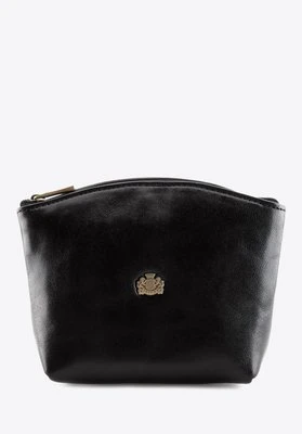 Kosmetyczka skórzana w kształcie łódki czarna Wittchen