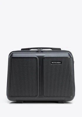 Kosmetyczka z ABS-u w drobne paski czarna Wittchen