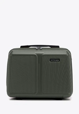 Kosmetyczka z ABS-u w drobne paski khaki Wittchen