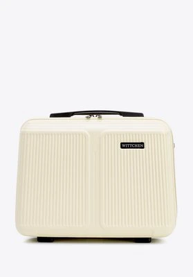 Kosmetyczka z ABS-u w drobne paski kremowa Wittchen