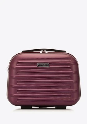 Kosmetyczka z ABS-u w poziome tłoczenie bordowa Wittchen