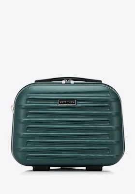 Kosmetyczka z ABS-u w poziome tłoczenie zielona Wittchen