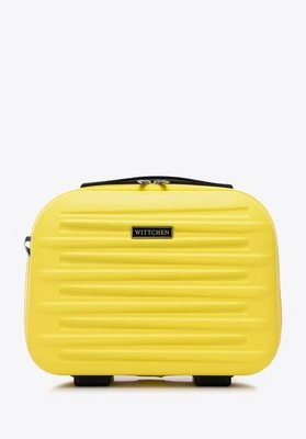 Kosmetyczka z ABS-u w poziome tłoczenie żółta Wittchen