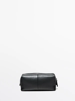 Kosmetyczka Ze Skóry Nappa Zamykana Na Suwak - Czarny - Massimo Dutti - Male