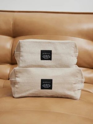 Kosmetyczka ze sztruksu w kolorze BEŻOWYM -TRAVEL small size-MAŁY Marsala