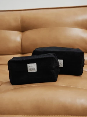 Kosmetyczka ze sztruksu w kolorze CZARNYM -TRAVEL small size Marsala