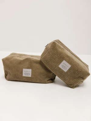 Kosmetyczka ze sztruksu w kolorze KHAKI-TRAVEL small size Marsala