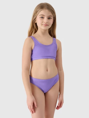 Kostium kąpielowy dwuczęściowy dziewczęcy - fioletowy 4F JUNIOR