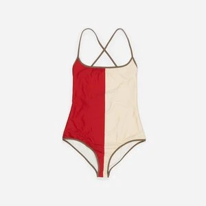 Kostium kąpielowy dwukolorowy czerwień i kość słoniowa BIMBA Y LOLA