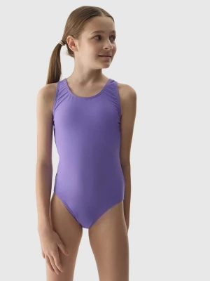 Kostium kąpielowy jednoczęściowy dziewczęcy - fioletowy 4F