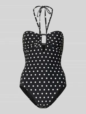 Kostium kąpielowy o fasonie bandażowym we wzór na całej powierzchni model 'CLASSIC DOT BANDEAU' Michael Kors Czarny