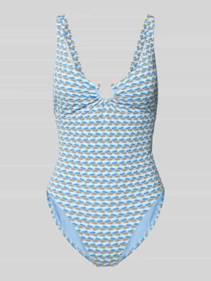 kostium kąpielowy o kroju slim fit z fakturowanym wzorem model 'Mala' Seafolly Niebieski