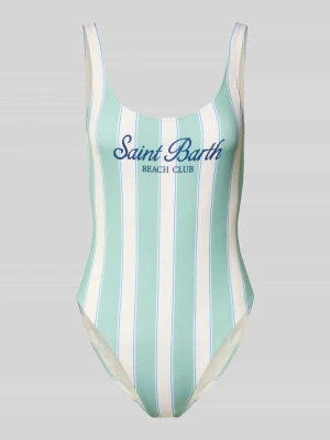 kostium kąpielowy o kroju slim fit z nadrukiem z logo model 'Lora' MC2 Saint Barth Miętowy