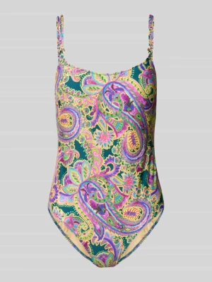 Kostium kąpielowy o kroju slim fit z wzorem paisley na całej powierzchni model 'Lise' MARIE JO Mocnoróżowy