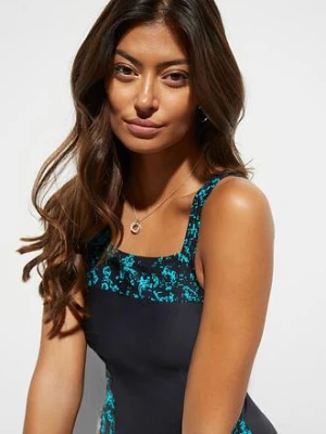 Kostium kąpielowy, średni stopień modelowania sylwetki, z kwadratowym dekoltem bonprix