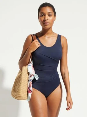 Kostium kąpielowy shape z ozdobnymi plisami, lekki stopień modelowania sylwetki bonprix